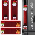 Style B 4-piece red burlap Christmas appliance handle covers with festive 3D characters - Style B 4-Piece Set Mixed Characters