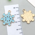 Blue enamel snowflake pendant in gold finish for DIY jewelry and earrings - Lake Blue Snowflake 19x21mm