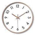 12-inch silent wall clock with white dial and rose gold metal frame for home decor - 010M Simple White Dial-Rose Gold Frame