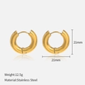 Pendientes de aro gruesos de acero inoxidable chapados en oro de 14K, diámetro exterior 21mm - 03# Pendientes de Aro Gruesos Dorados