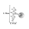 Silver butterfly cartilage piercing with cubic zirconia, size 0.98cm by 0.41cm - Geometric Droplet Style (0197-6#) / Silver