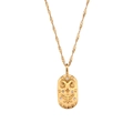 Collar de acero inoxidable dorado con colgante rectangular de Aries y cadena fina - Aries