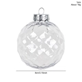 Pallina di Natale vuota in PET da 8 cm con motivo a rombi e cappuccio in metallo argento - Motivo a Diamante Trasparente / 1 Pezzo