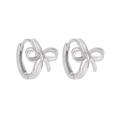 Élégantes boucles d'oreilles nœud papillon en argent fin S925 avec une finition miroir polie - Argent 925 / Or Blanc