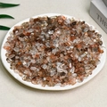 Mixed natural quartz crystal chips including amethyst and rose quartz in a white ceramic plate - Black Gold Ultra (5-7mm) 100g
