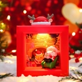 Scatola luminosa natalizia con Babbo Natale e renna per decorazione da ufficio e regali - Babbo Natale con Regalo