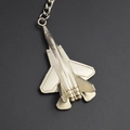 Silver fighter jet keychain in polished metal finish with chain and keyring - Silver J-35A Fighter Jet
