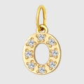 Gold oval letter O charm with sparkling zircons for personalized jewelry making - Letter O