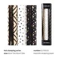 Hot stamping wrapping paper with black and gold star patterns for elegant gift packaging - Set 4 (Black Zigzag/White Heart/Black Star)