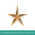 Rustic gold and silver star ornament, 14cm hanging Christmas tree decoration with twine - Style 14-Five-Pointed Star