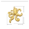 Detailed dimension view of gold octopus pendant in stainless steel with 33mm x 34mm size - Octopus Shape-YE793-2