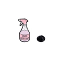 Pin de esmalte rosa con forma de spray y frase graciosa con cierre de mariposa negro - Idiot Repellent (Botella de spray rosa)