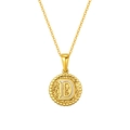 Titanium steel necklace with golden hammered coin pendant and white enamel letter D - Letter D (S-P173-D)