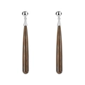 Macro detail of wood grain texture and teardrop dangle on silver ball stud earrings - Red Wood Grain Stone Teardrop Earrings/Pair