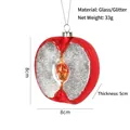 Red apple glass Christmas ornament with silver glitter filling and 8cm diameter size - Apple Ornament