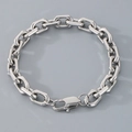 Polished silver stainless steel bracelet featuring octagonal links and lobster clasp - Hexagonal Cut Square Buckle (7.5mm) / 20cm / Steel