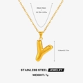 Golden stainless steel necklace featuring a puffy balloon-style letter Y pendant - Letter Y