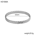 Silver-toned stainless steel cuff bracelet with textured rope pattern and open design - Inner Diameter 6.0cm Width 0.7cm / Silver (Twisted Rope)