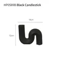 Artistic black S-shaped ceramic candle holder with vertical stripe texture in 14x12cm size - HP0589B S-Shaped Holder / Black