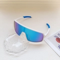 Fietszonnebril voor kinderen met wit montuur en blauw-paarse gespiegelde glazen - Blauw-Paars Verloop Lens / Wit