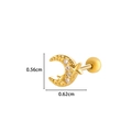 Gold star and moon stud earring with white zircon inlay and 0.62cm size measurement - 2# Moon Star Style / Gold Yellow