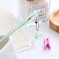 Cute light green gel pen featuring a creative mini wine glass charm with colorful glitters - Goblet - Green