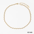 Elegante goudkleurige roestvrijstalen ketting met getextureerd gegolfd design en verlenging - Halsketting (KD1480) / Goud