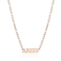 Rose gold Aries zodiac letter pendant on a Figaro chain necklace for women - Rose Gold Aries