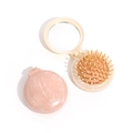 Spazzola pieghevole portatile effetto marmo con specchio in rosa e beige marmorizzato - Rosa Marmo