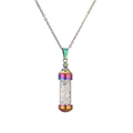 Collier avec pendentif flacon de parfum arc-en-ciel en acier et cristaux clairs - Éclats d'Opalite