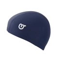 Navy blue elastic swim cap with side logo detail made of durable polyester fabric - Navy Blue Letter Print