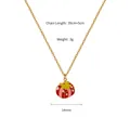 Detail of gold titanium necklace with red enamel pendant showing 39+5cm chain length - Red Gift Box
