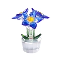 Elegant blue crystal flower ornament with yellow stamens and a clear crystal base - Five-Petal Flower-Blue