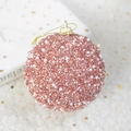Detail of rose gold Christmas ball featuring shimmering sequins and faux pearls - Pearl Glitter Pink Foam Ball