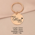 Close-up of rose gold keychain tag with Best Mimi Ever text and product dimensions - Mimi / Rose Gold