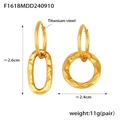 Boucles d'oreilles créoles géométriques en acier titane doré avec anneaux imbriqués - Doré