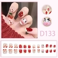 Cartoon red cow pattern press-on nails set with 3D cow head and polka dot design - D133-Red Cow Cartoon Style (D133)