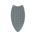 Grey heat-resistant silicone iron resting mat with non-slip bumps and hanging hole - Dark Gray