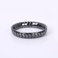 Bracciale magnetico da uomo in ematite nera lucida con maglie a spina di pesce - Bracciale magnetico a forma di W