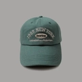 Close-up of 1989 New York embroidery on dark green vintage cotton baseball cap - Dark Green