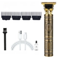 Bronze Buddha relief electric hair clipper set with 4 guide combs and USB cable - Electroplated Buddha Engraving - ABS Body