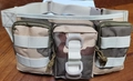 Tactical camouflage waist bag with three pockets and MOLLE webbing on wood background - Tri-Color Desert Camouflage