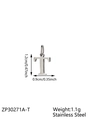 Polished silver stainless steel letter T pendant necklace charm 1.2cm height - Letter-T / Steel