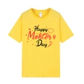 Bright yellow Mother's Day t-shirt featuring artistic Happy Mother's Day heart print - XS / Tops / Yellow