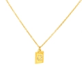 18K gold plated cable chain necklace with Q-letter zircon rectangular pendant - Letter Q(S-N150-Q)
