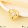 Ciondolo a cuore dorato con perla centrale e zirconi su morbido tessuto beige - Stile Zirconi Perla Cuore (KLJ10928-ZLA)