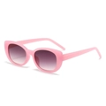 Retro square cat eye sunglasses with jelly pink frame and gradient pink lenses - Jelly Pink Frame Double Grey Lens