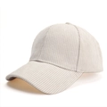 Corduroy baseball cap in beige grey featuring a classic curved brim and minimalist design - Adjustable / Off White