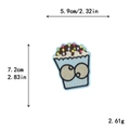 Blue polka dot popcorn bucket embroidery patch with cartoon eyes, 5.9x7.2cm DIY iron on - Polka Dot Popcorn