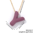 Minimalist golden chain with matte purple letter Y pendant for women and girls - Letter Y (N01210-Y)